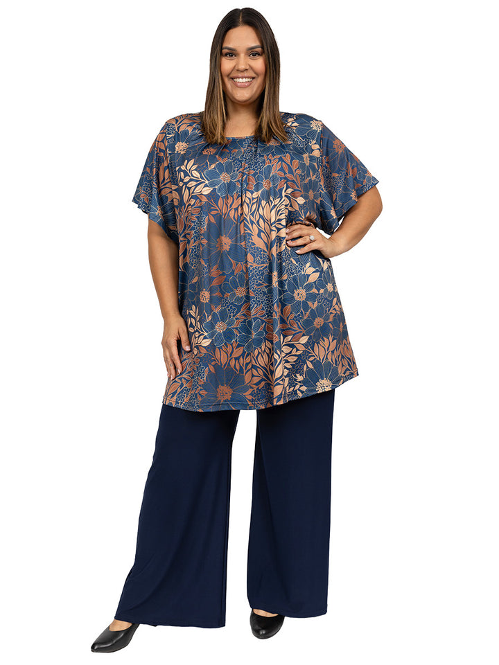 Luna Leaf Tunic - Navy Print