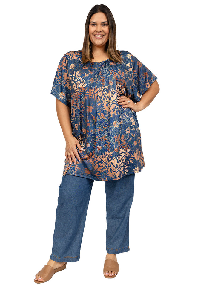 Luna Leaf Tunic - Navy Print