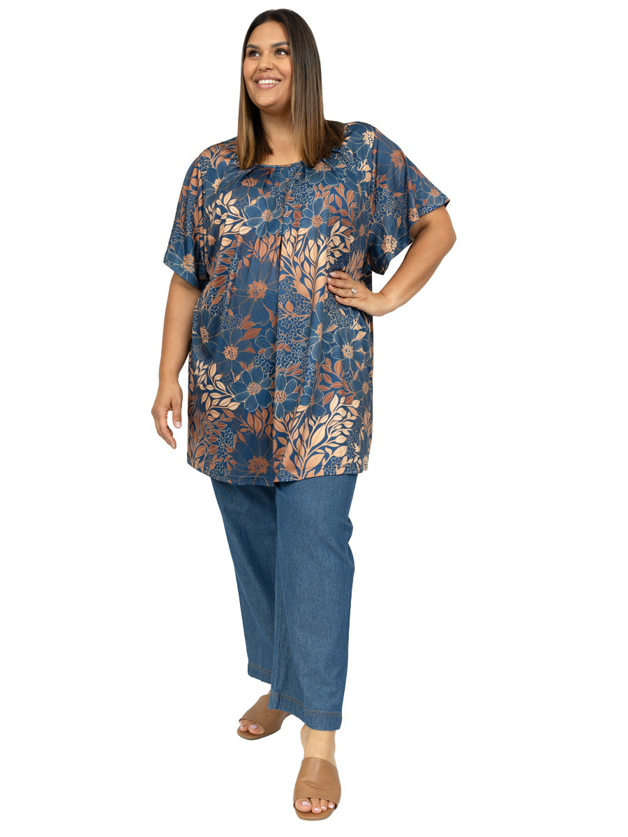 Luna Leaf Tunic - Navy Print