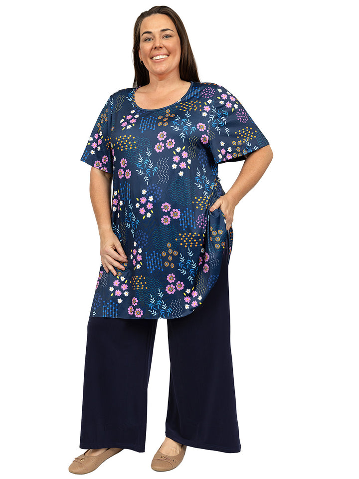 Foster Tunic  - Navy Print