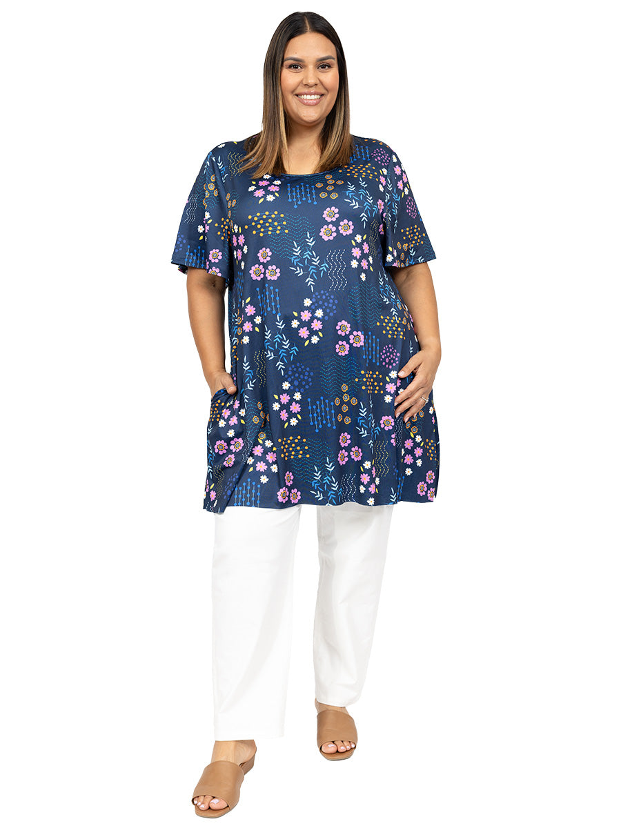 Foster Tunic  - Navy Print