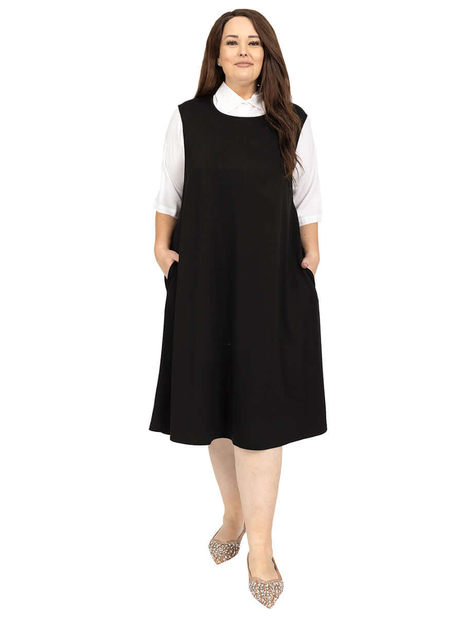 Plus Size Dreama Pinafore Dress - Black