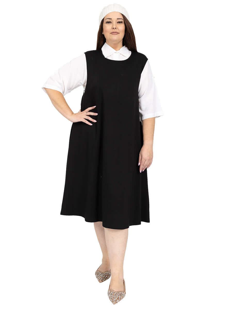 Plus Size Dreama Pinafore Dress - Black