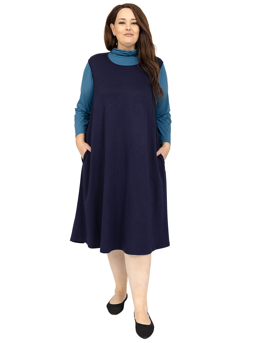 Dreama Pinafore Sleeveless Dress Navy