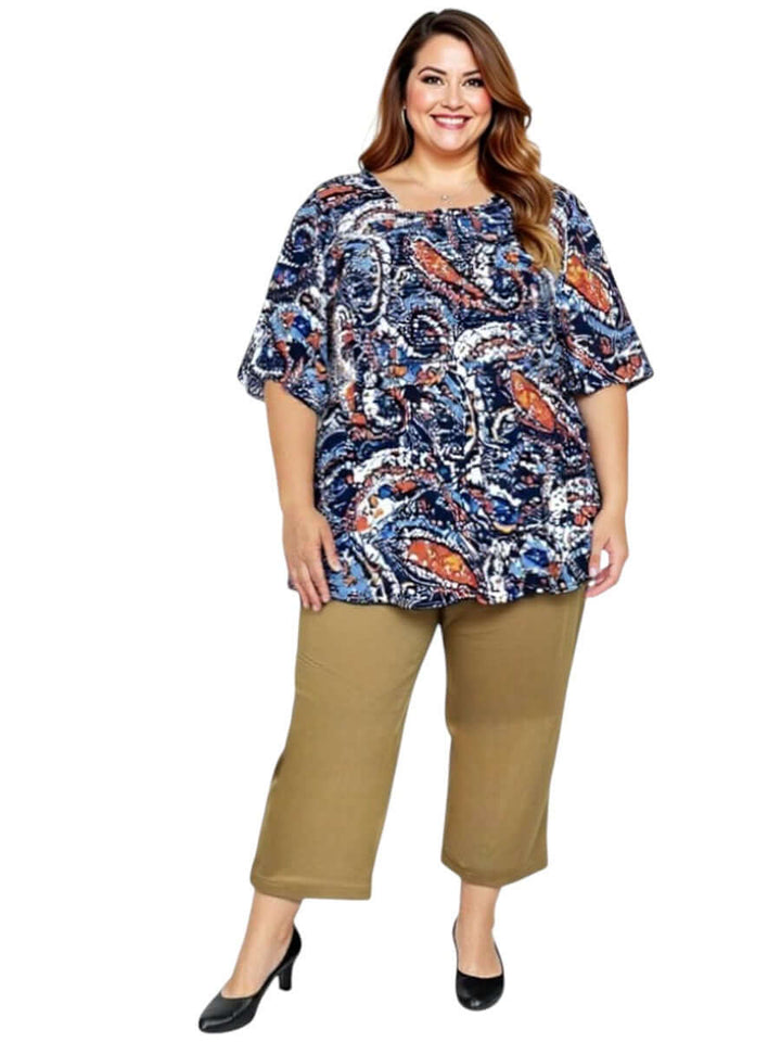 Love Is In The Air Pants - Coco Truffle styled with a trendy top, showcasing plus size fashion for women size 16-50 by dale & waters.