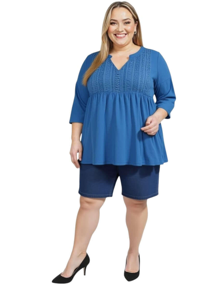 Denim Shorts - Denim, plus size women's shorts size 16-50, comfortable and stylish for summer by dale & waters.