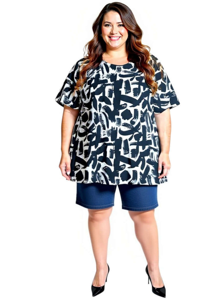 Plus size women in stylish denim shorts - Denim. Comfortable fit for sizes 16-50 by Dale & Waters.
