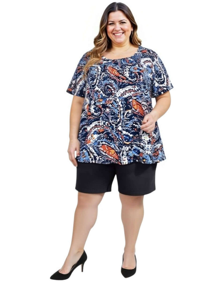 Women wearing Denim Shorts - Black, plus size, size 16-50, from Dale & Waters, styled for summer comfort.