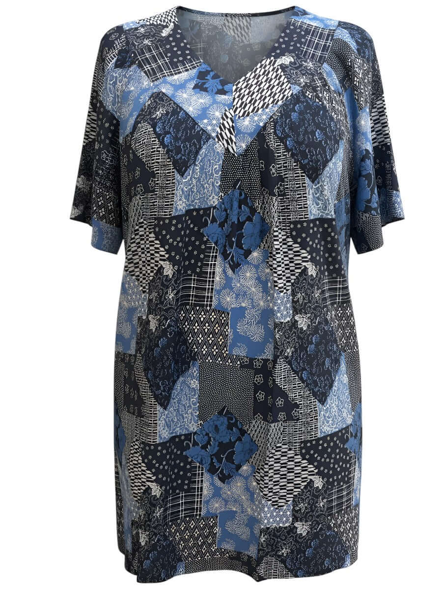 Sterling Fields Top - Patchwork Print, women's plus size top, size 16-50, Dale & Waters, comfortable viscose fabric.