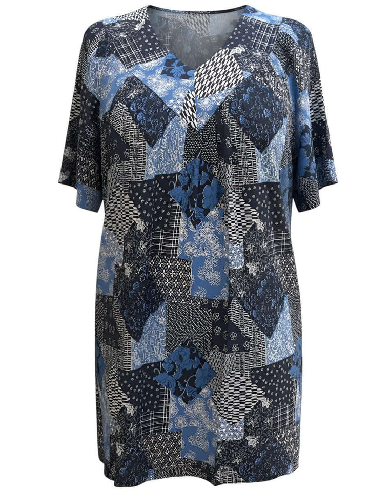 Sterling Fields Top - Patchwork Print, women's plus size top, size 16-50, Dale & Waters, comfortable viscose fabric.
