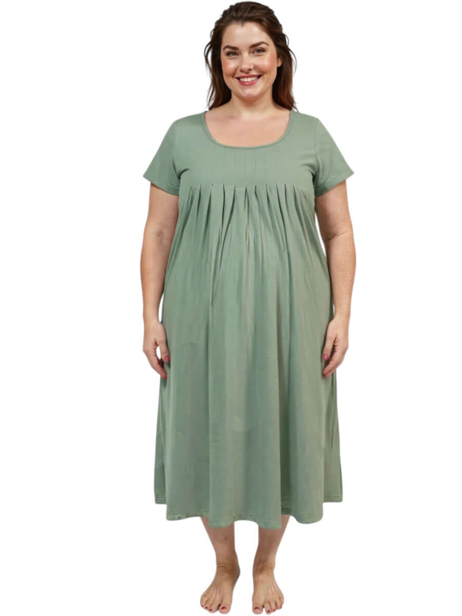 Marlow Nightie - Sage Green, plus size women's nightie, size 16-50, designed for comfort and style.