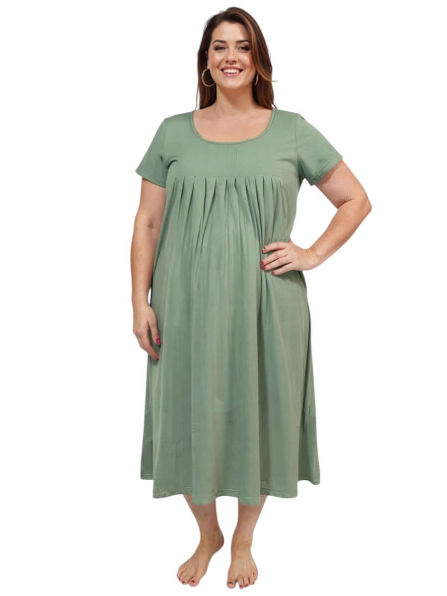 Marlow Nightie - Sage Green, plus size nightie for women size 16-50 by Dale and Waters, lightweight and stylish.