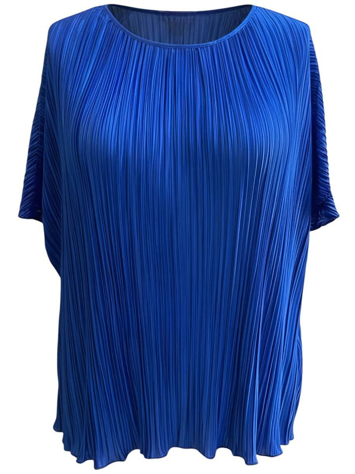 Melany Top - Royal Blue, women's plus size top with crinkle fabric, casual style for every occasion.