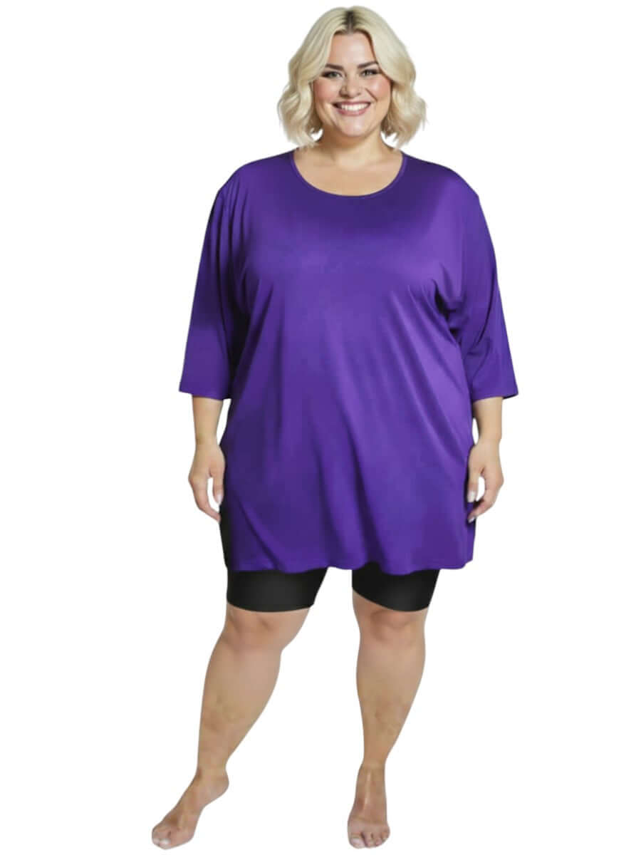 Midnight Plum Swim Rashi - Purple, Plus Size Women’s Swimwear by Dale and Waters, Sizes 16-50, Comfortable and Stylish.