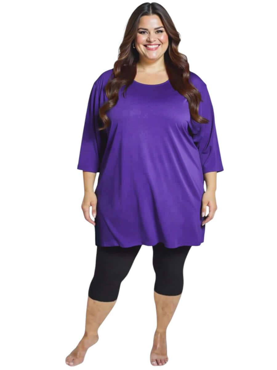 Midnight Plum Swim Rashi - Purple for women in plus size 16-50, designed by Dale and Waters for sun protection and style.