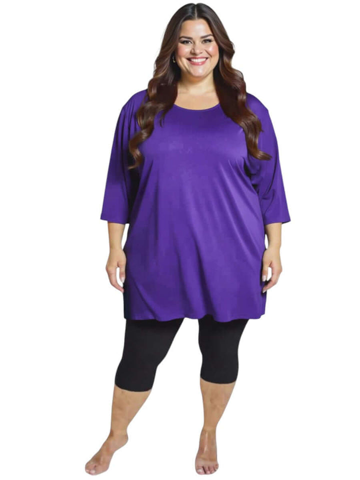Midnight Plum Swim Rashi - Purple for women in plus size 16-50, designed by Dale and Waters for sun protection and style.