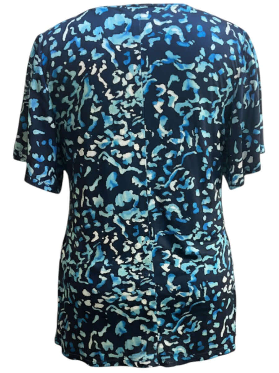 Ocean Top - Blue Print in vibrant blues and abstract pattern, designed for women's plus size, sizes 16-50 by Dale and Waters.