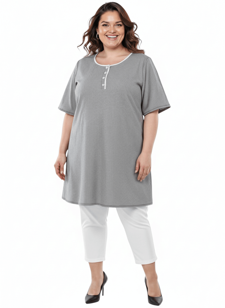 Arrington Swing Tunic - Black & White plus size women's fashion by Dale and Waters, size 16-50, in a comfortable casual look.