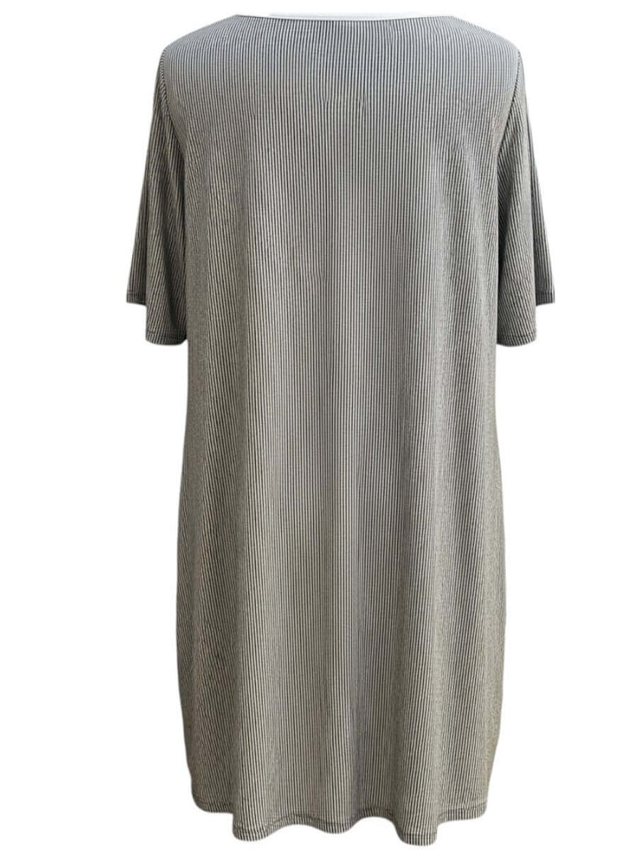 Arrington Swing Tunic - Black & White back view in soft cotton fabric, plus size women's wear by Dale and Waters, sizes 16-50.