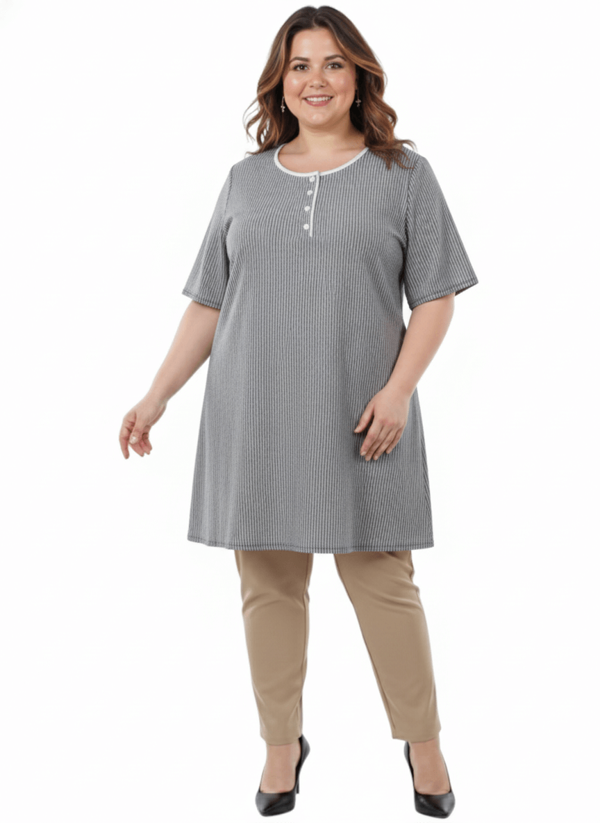Arrington Swing Tunic - Black & White in plus size, women’s casual fashion from Dale and Waters, size 16-50.