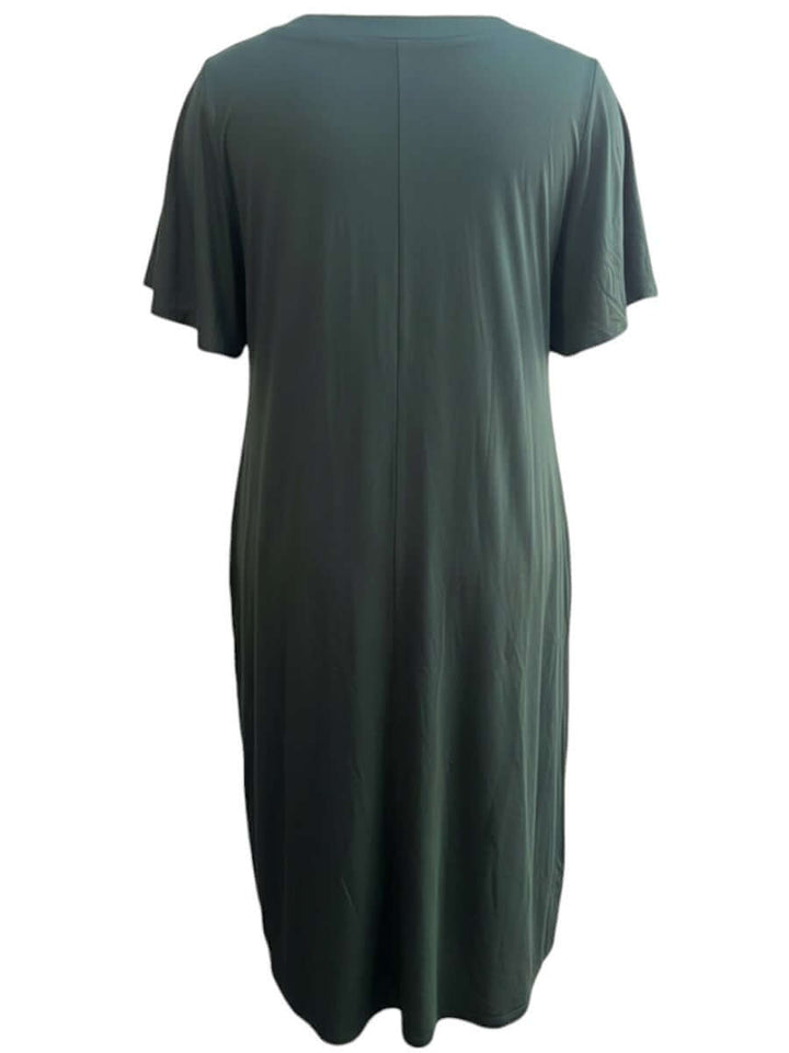 Noeleen Nightie -  Green back view, women's plus size night dress by Dale and Waters, sizes 16-50, elegant flutter sleeves.