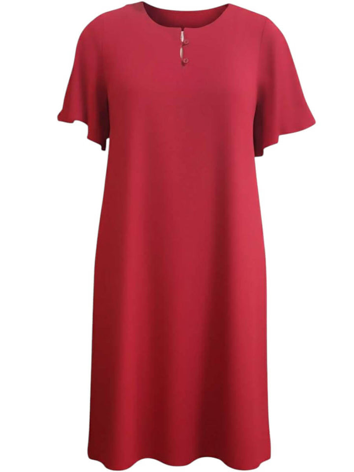 Noeleen Nightie - Red plus size women's night dress in vibrant red with flutter sleeves and a stylish neckline.