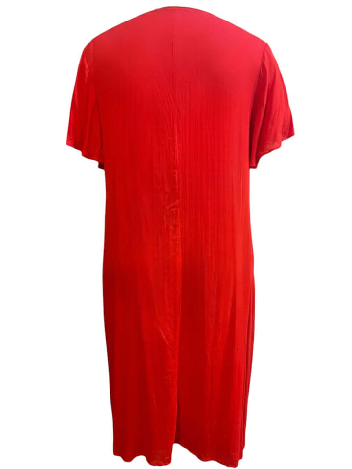 Angelica Dress - Red back view, women's plus size dress from Dale and Waters, stylish and flattering with defined empire waist.