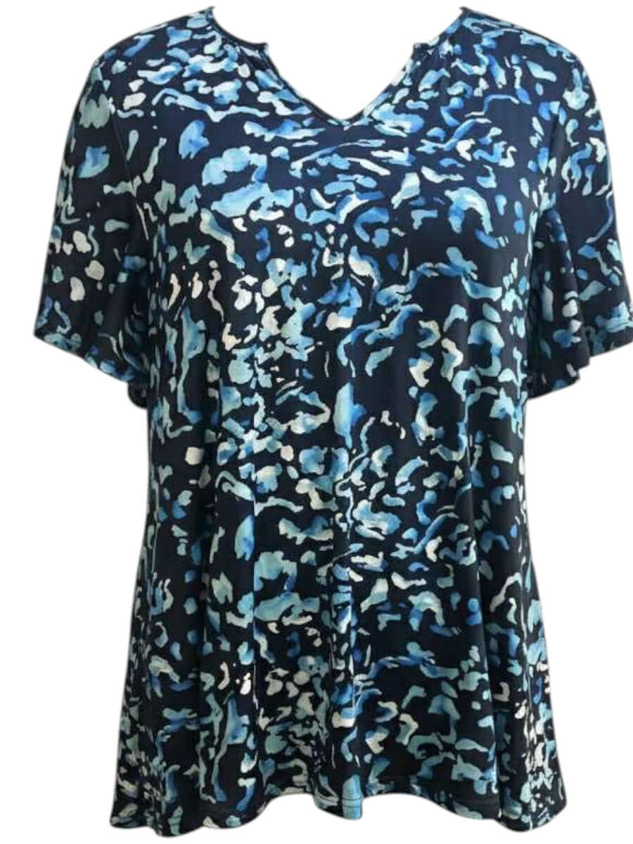 Ocean Top - Blue Print by Dale and Waters, women's plus size top, size 16-50, featuring abstract blue print design.