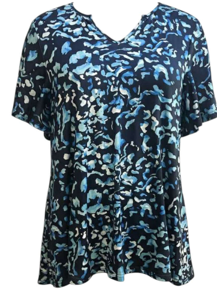 Ocean Top - Blue Print by Dale and Waters, women's plus size top, size 16-50, featuring abstract blue print design.