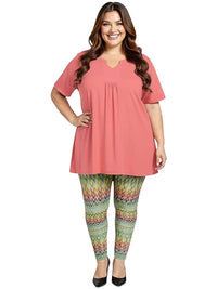 Women modeling Liberty Tee - Coral Pink in plus size, stylish and comfortable women's clothing, size 16-50.