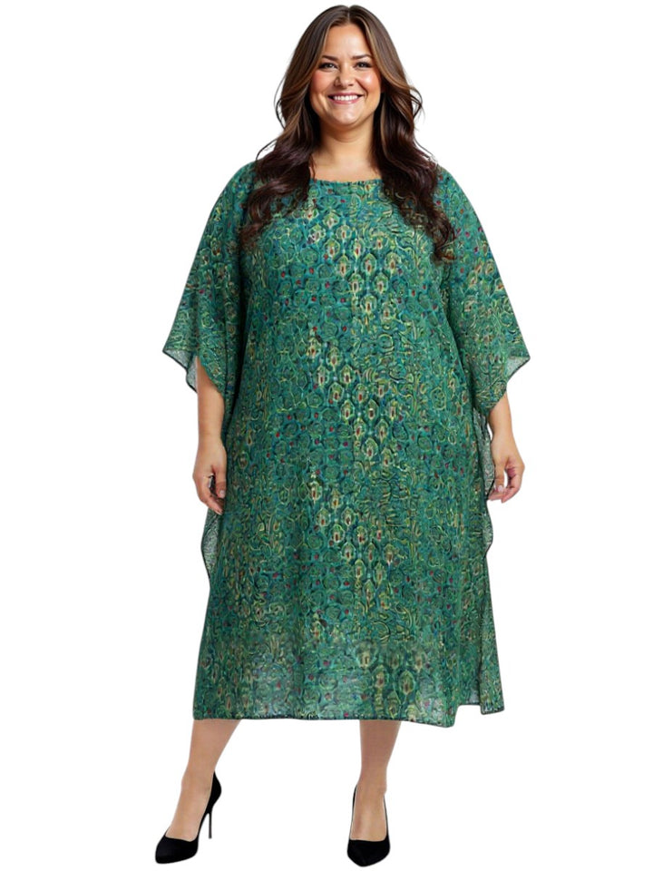 Rowena Kaftan Dress - Green Print
