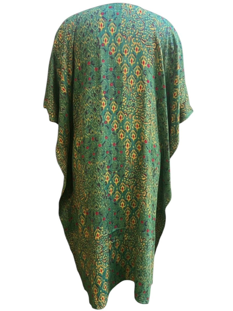 Rowena Kaftan Dress - Green Print