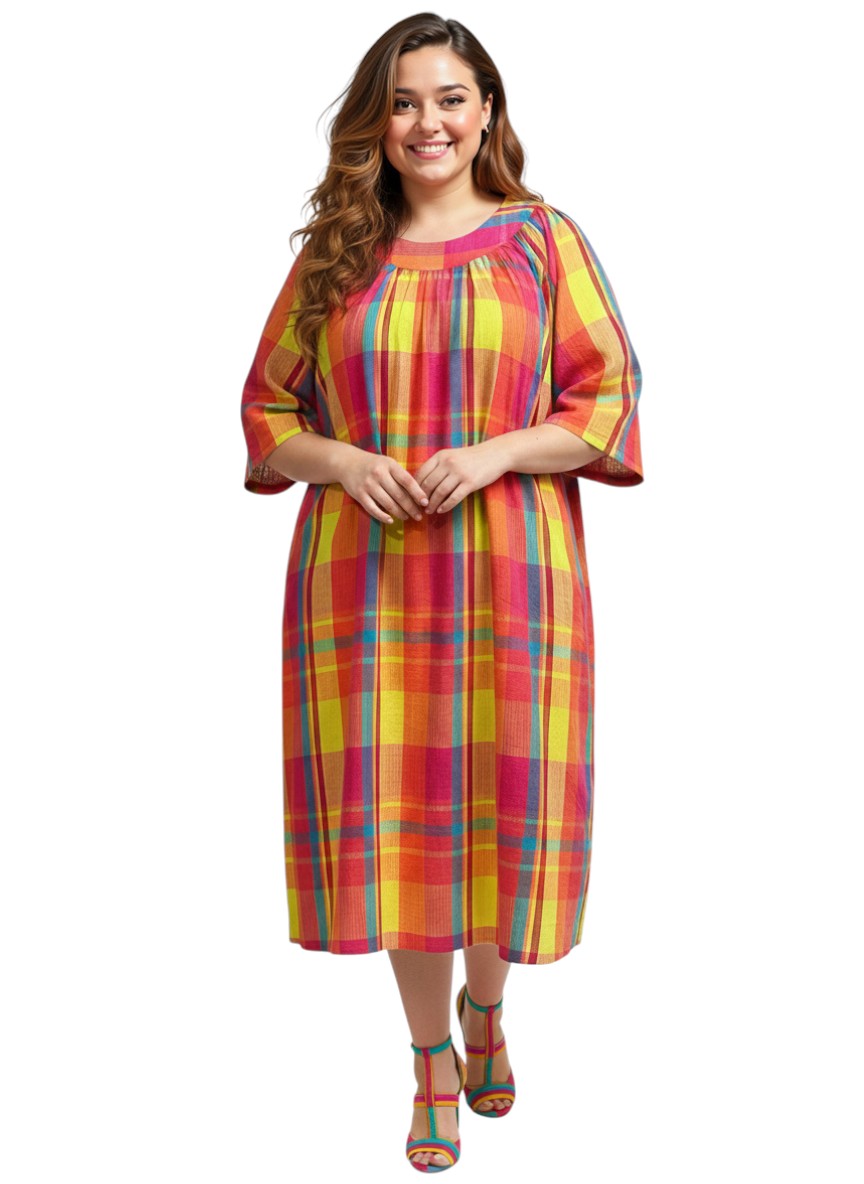 Parish Seersucker Dress - Orange Print