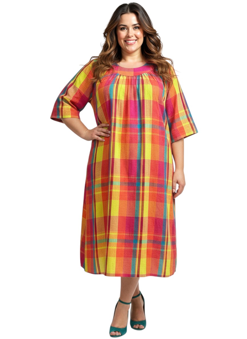 Parish Seersucker Dress - Orange Print