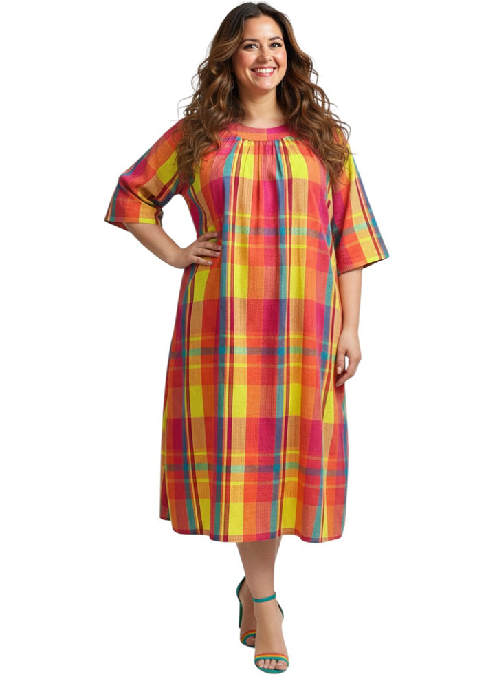 Parish Seersucker Dress - Orange Print