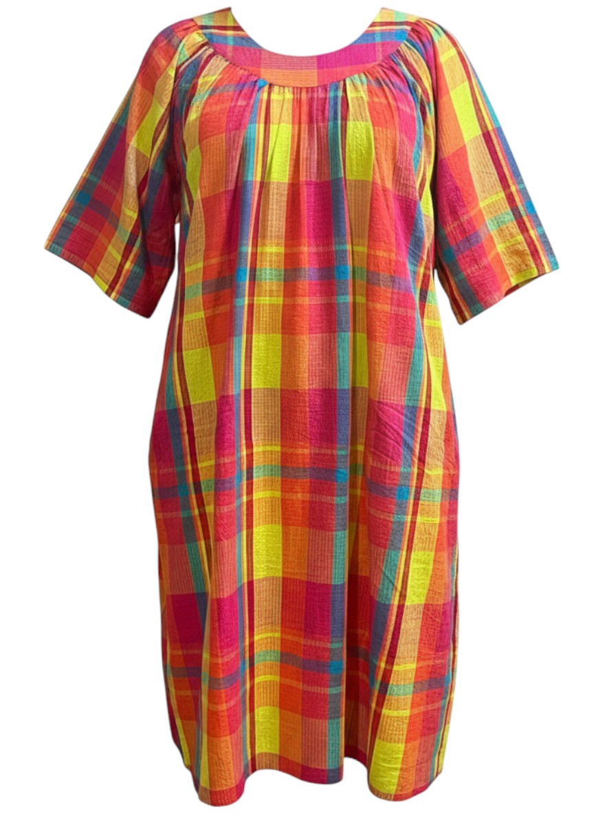 Parish Seersucker Dress - Orange Print