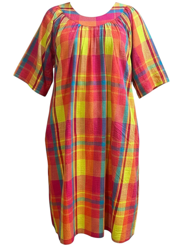 Parish Seersucker Dress - Orange Print