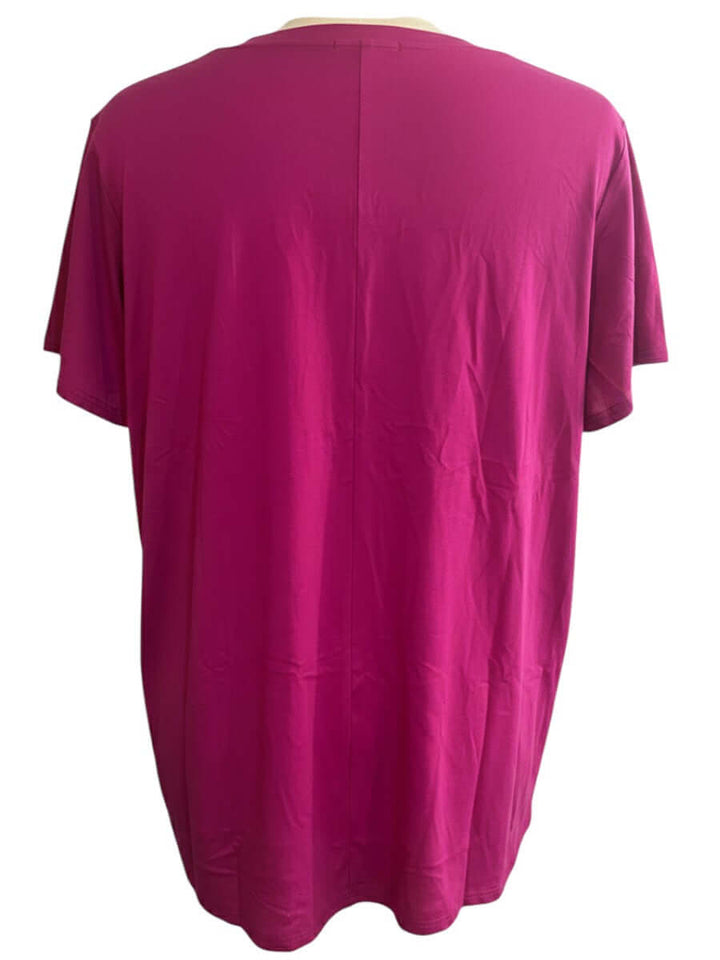 Back view of the Montez Top - Pink, a women's plus size top in rich magenta-pink fabric.