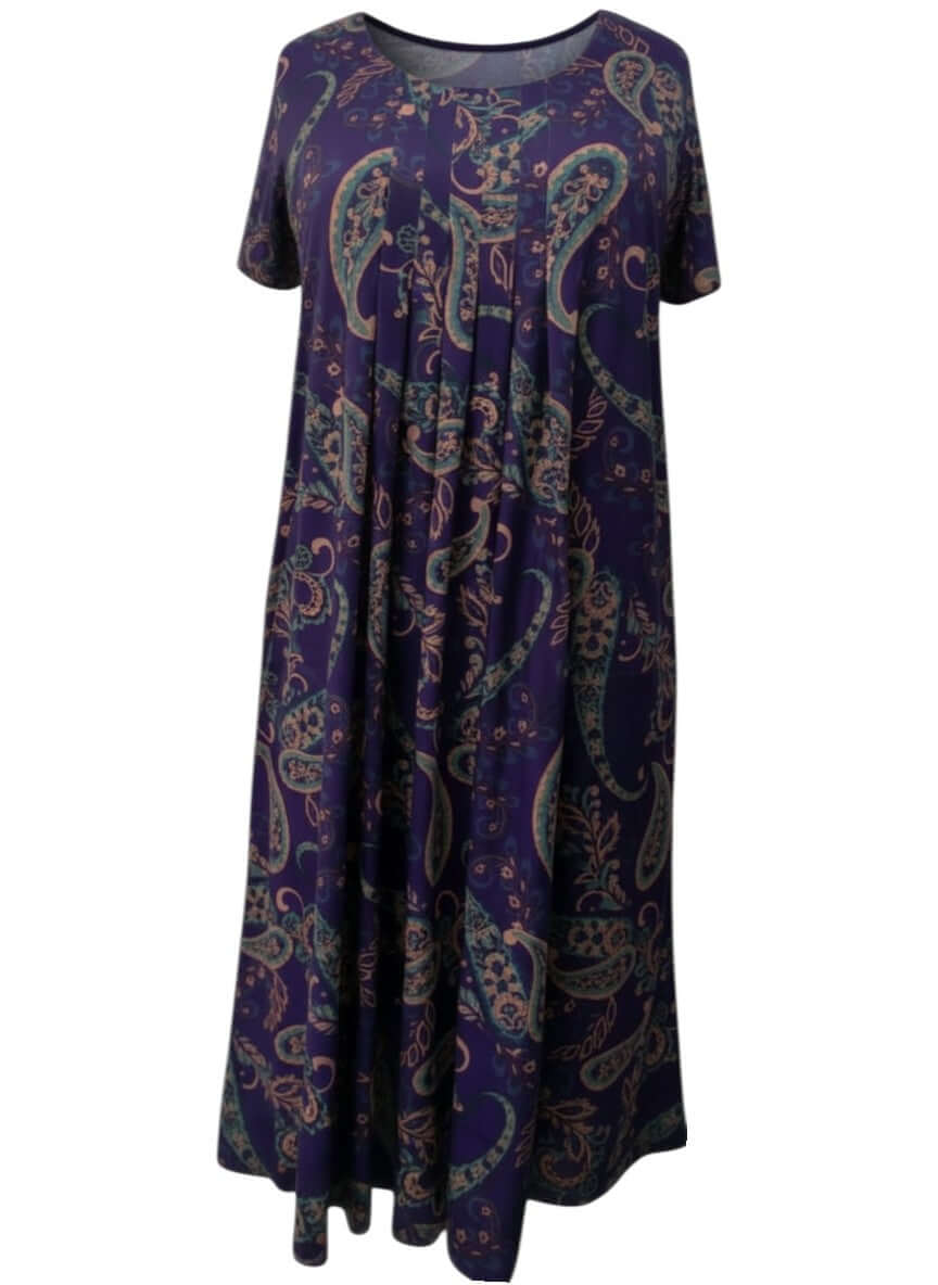 Darla Dress - Purple Print in vibrant paisley design, perfect for women fashion in plus sizes 16 to 504 by Dale and Waters.