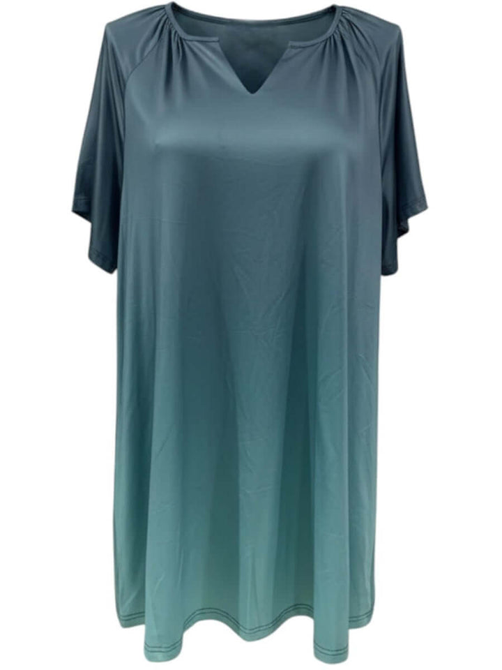 Icelynn Tunic - Teal Ombre featuring a beautiful gradient from teal to seafoam green for women's plus size fashion.