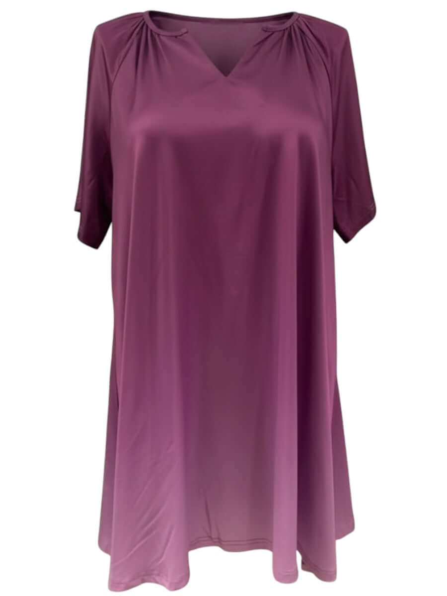 Icelynn Tunic - Plum Ombre, women's plus size fashion in a gradient design from deep plum to dusty lilac.