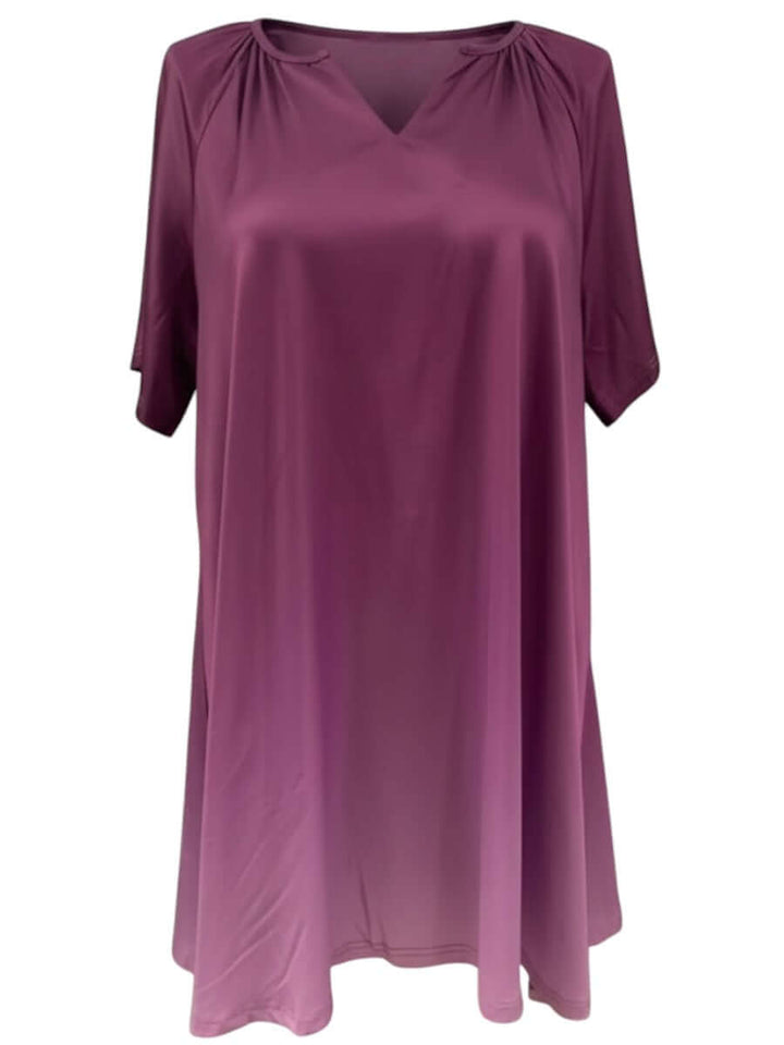 Icelynn Tunic - Plum Ombre, women's plus size fashion in a gradient design from deep plum to dusty lilac.