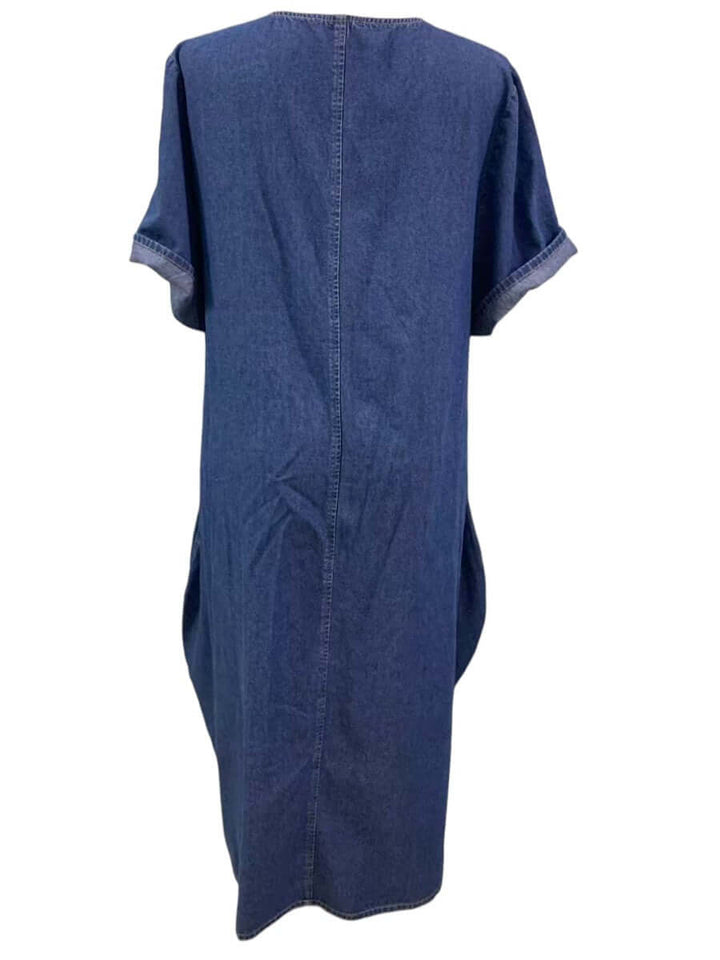 Back view of Marino Denim Tensil Dress - Tensil showcasing the balloon silhouette and denim fabric.