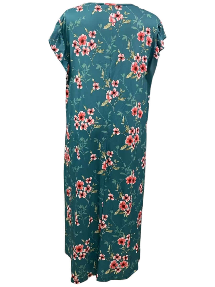 Electra Nightie - Green Print, women's plus size floral sleepwear with a soft-stretch fabric.