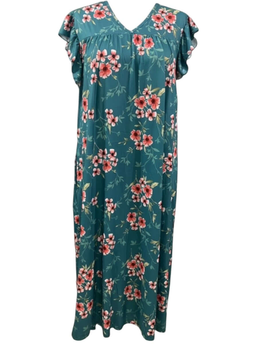 Electra Nightie - Green Print featuring a floral design, perfect for women fashion in plus size by Dale and Waters.