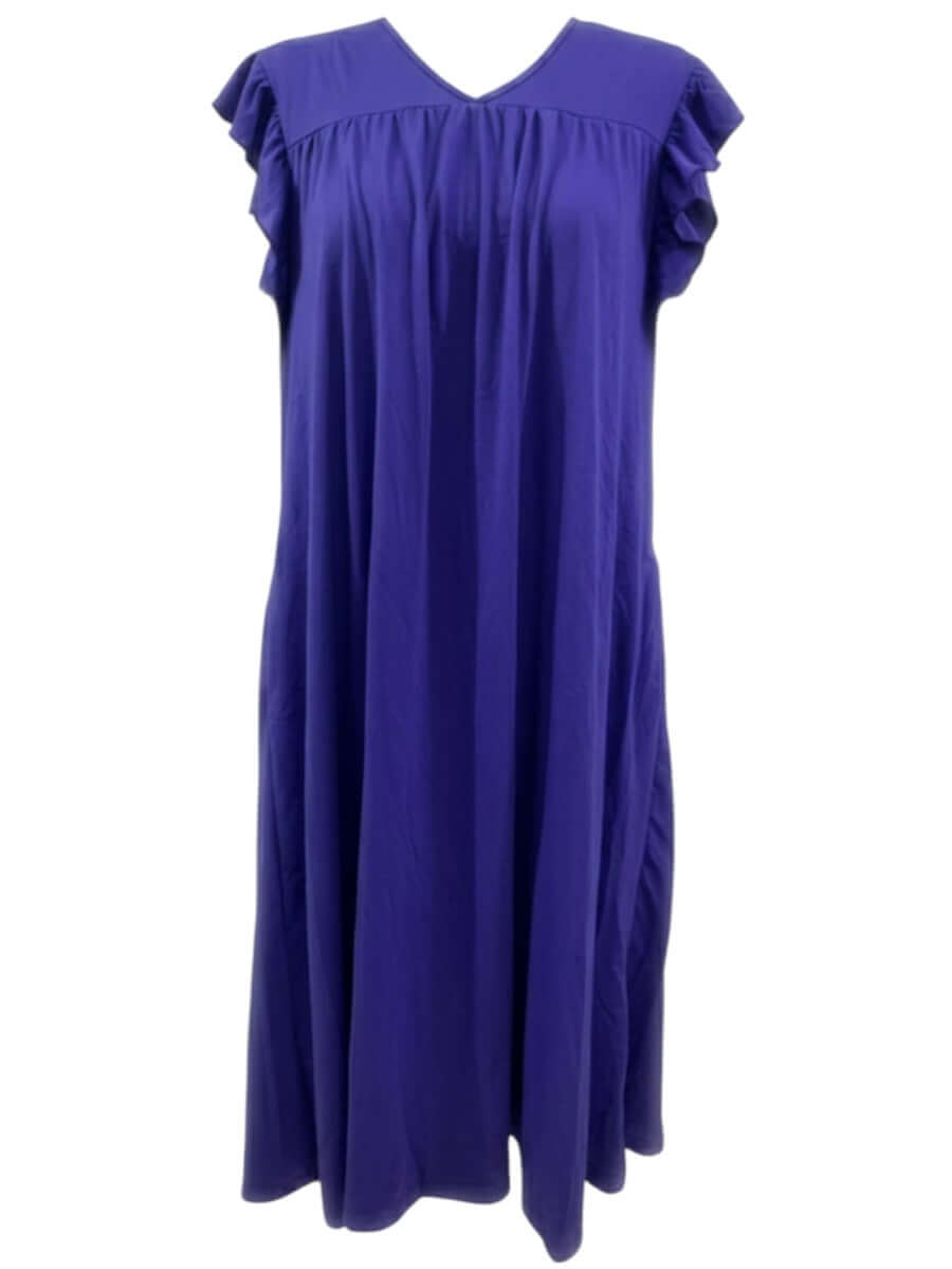 Women's plus size Electra Nightie in blue, full-length sleepwear with flowy design and soft fabric.