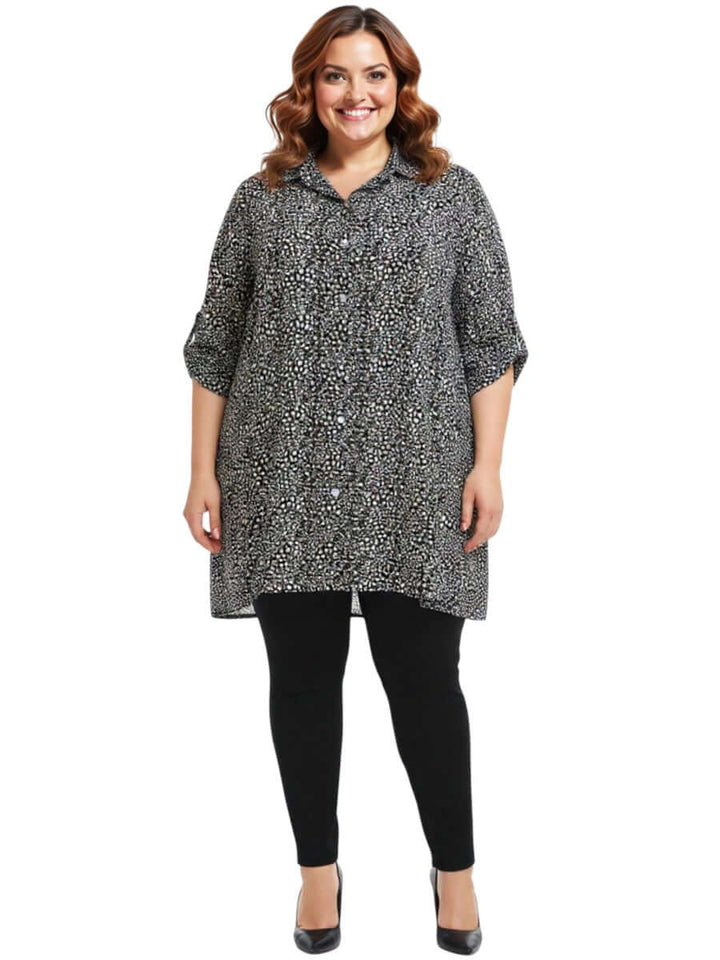Ardell Blouse - Black/Mocha Print