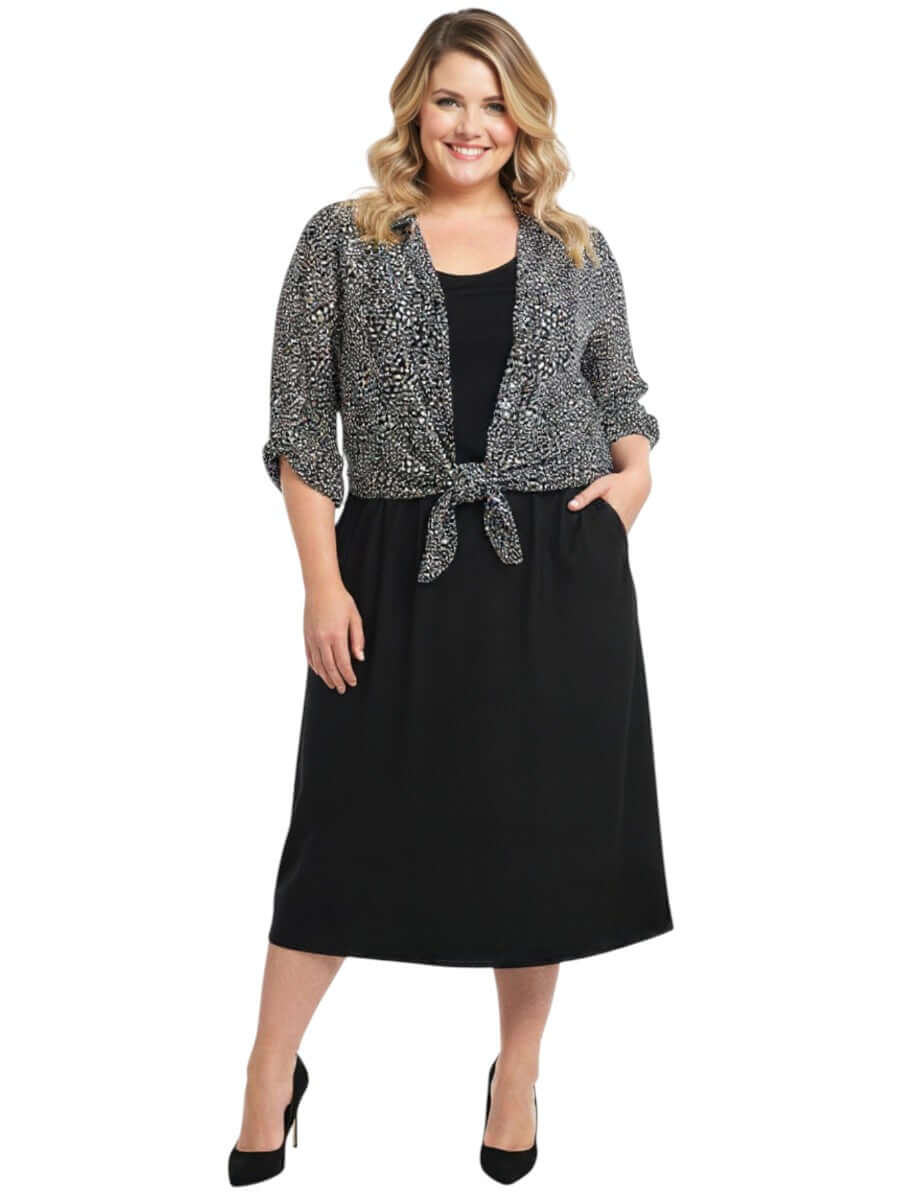 Ardell Blouse - Black/Mocha Print