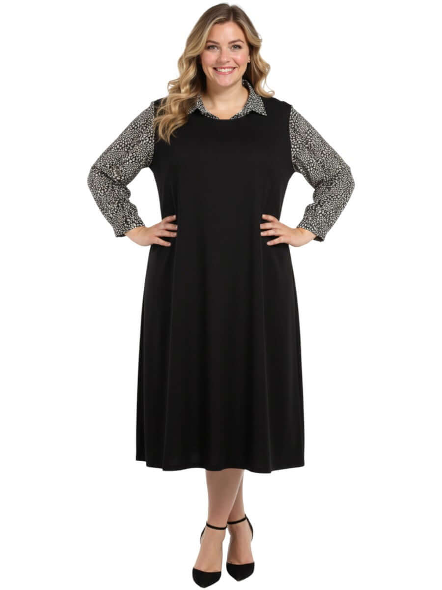Ardell Blouse - Black/Mocha Print