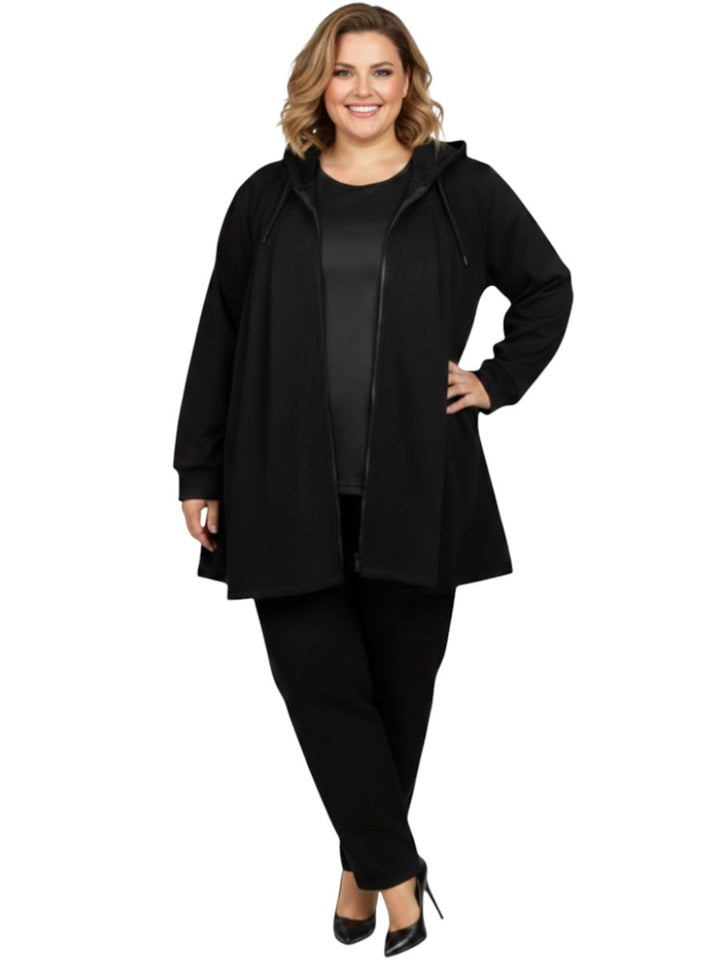 Lenora Fleece Hoodie Jacket - Black